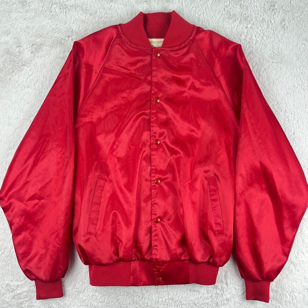 Vintage Auburn Bomber Jacket Men's LARGE Satin Snap - Dirty Dozen Dart League - Picture 3 of 12